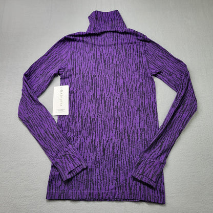 Athleta Flurry Elemental Turtleneck Top Base Layer Long Sleeve Purple Thumbholes