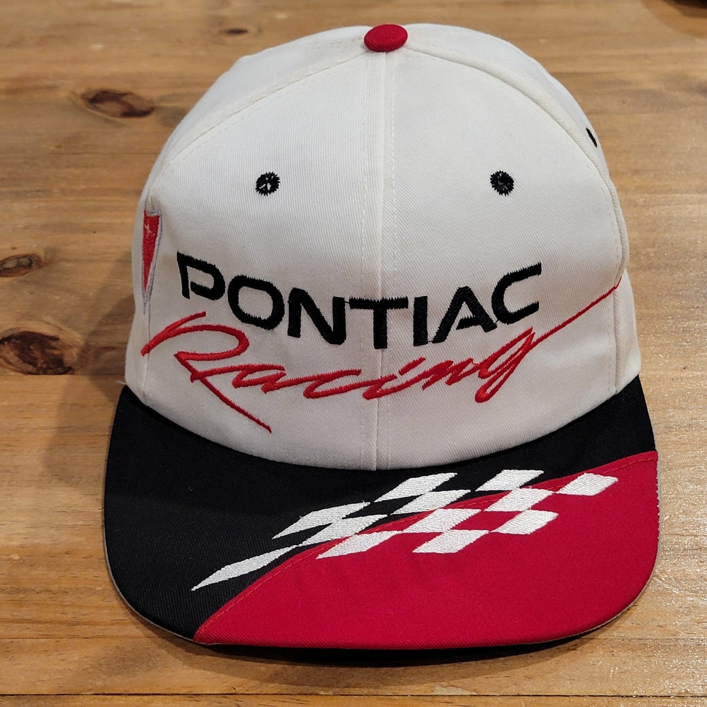 Vintage Pontiac Racing Hat Snapback White Spell Out 90s Car Race Made USA