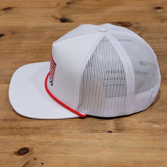 Southern String Hat Co Snapback USA Flag Rope White Logo Trucker Mesh Back