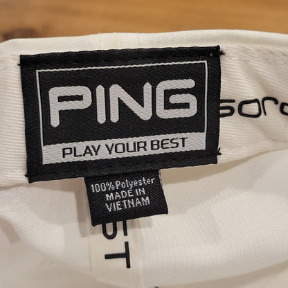 Ping Hat Snapback White Birdie Spell Out Logo One Size Adjustable