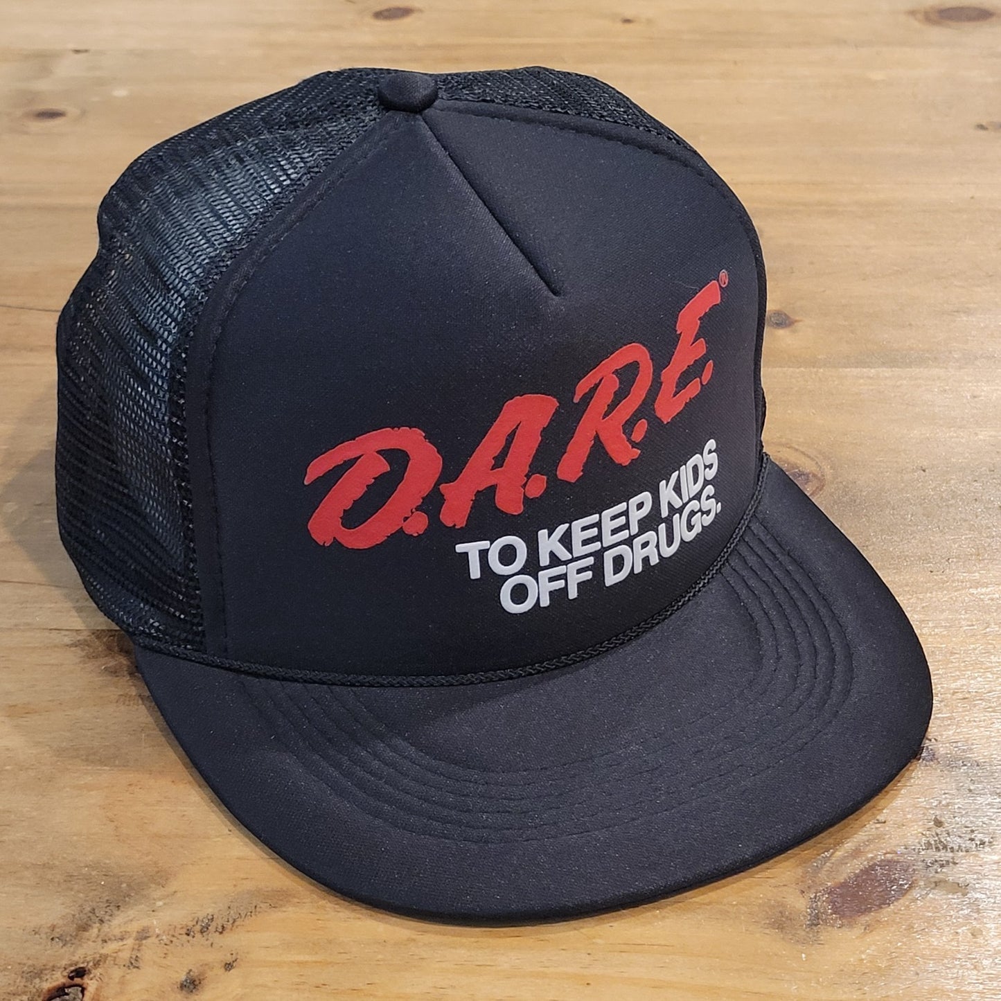 Vintage DARE Trucker Hat Cap Snapback Black 90s Keep Kids Off Drugs One Size