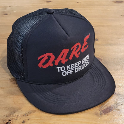 Vintage DARE Trucker Hat Cap Snapback Black 90s Keep Kids Off Drugs One Size