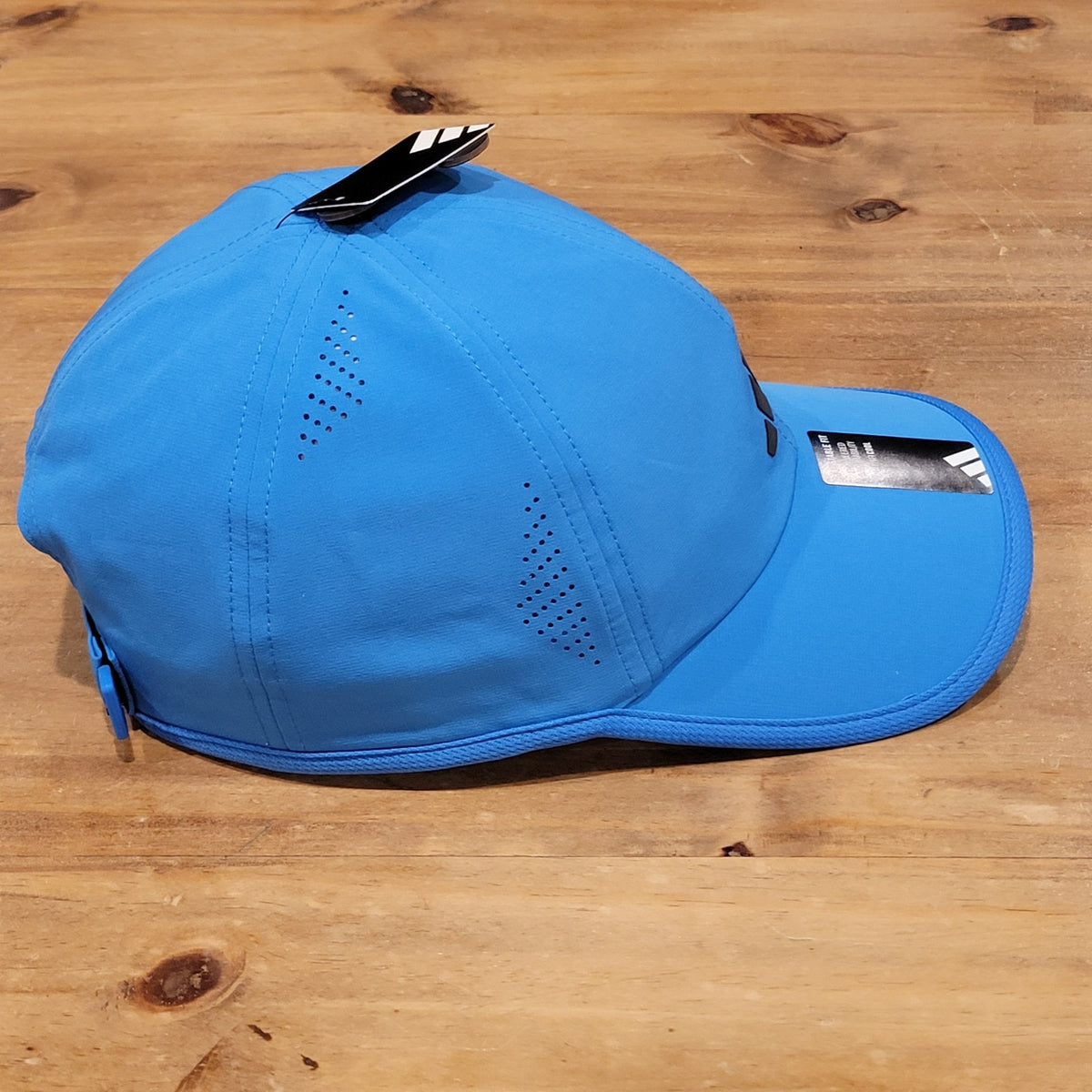 Adidas Hat Cap Strap Back Blue Black 3 Stripe Logo Lightweight Running