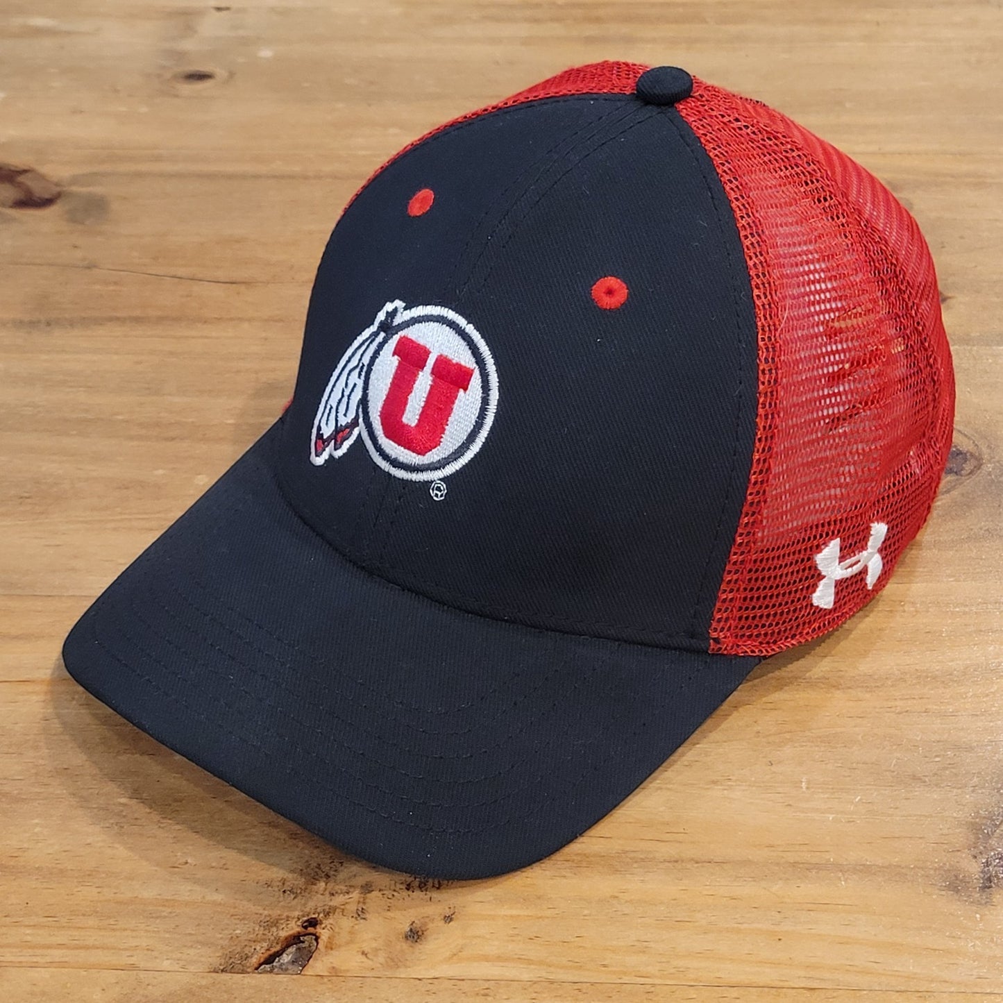 Utah Utes Under Armour Hat Cap Snapback Black Red One Size Mesh Back Trucker