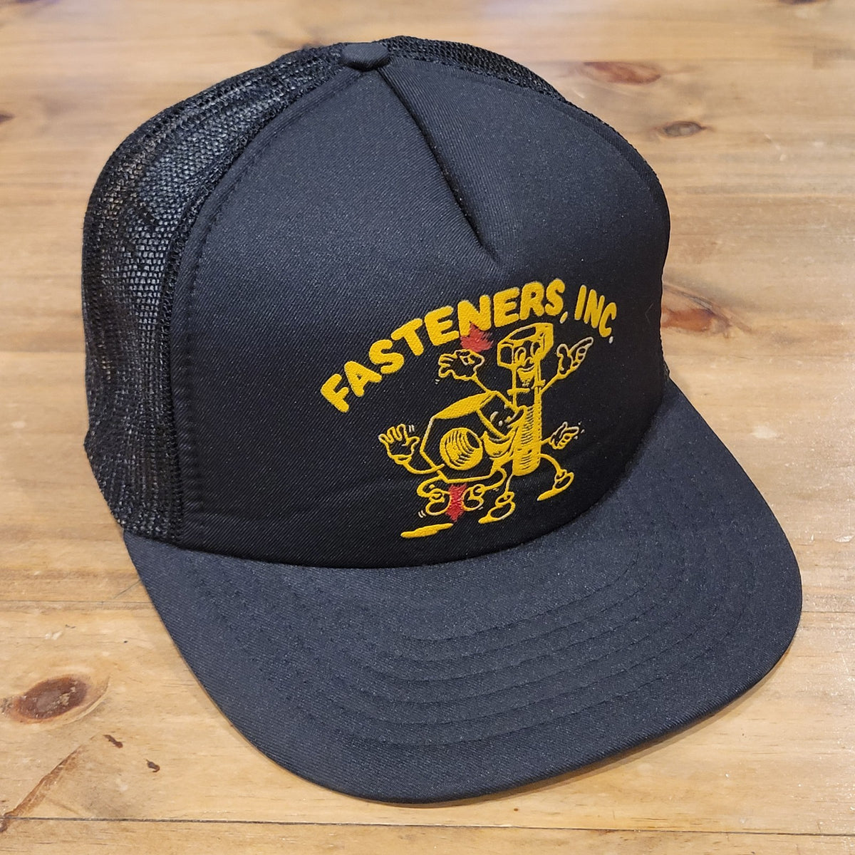 Vintage Fasteners Inc Nut & Bolt Trucker Hat Black Construction Building