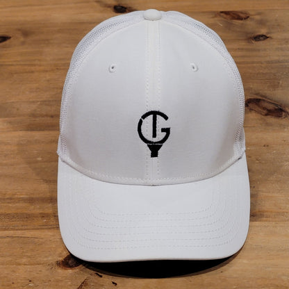 Callaway Golf Snapback Hat Cap White Mesh Back Trucker Golfer G Ball Logo