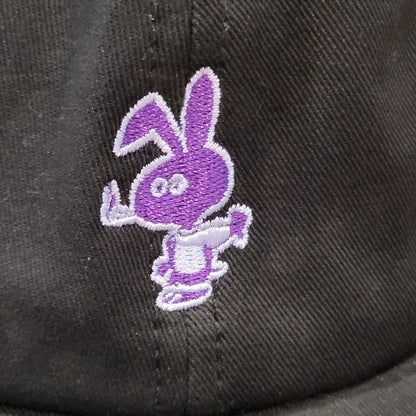 Cold World Black Baseball Cap Hat Purple Rabbit Embroidered Logo Adjustable NWT