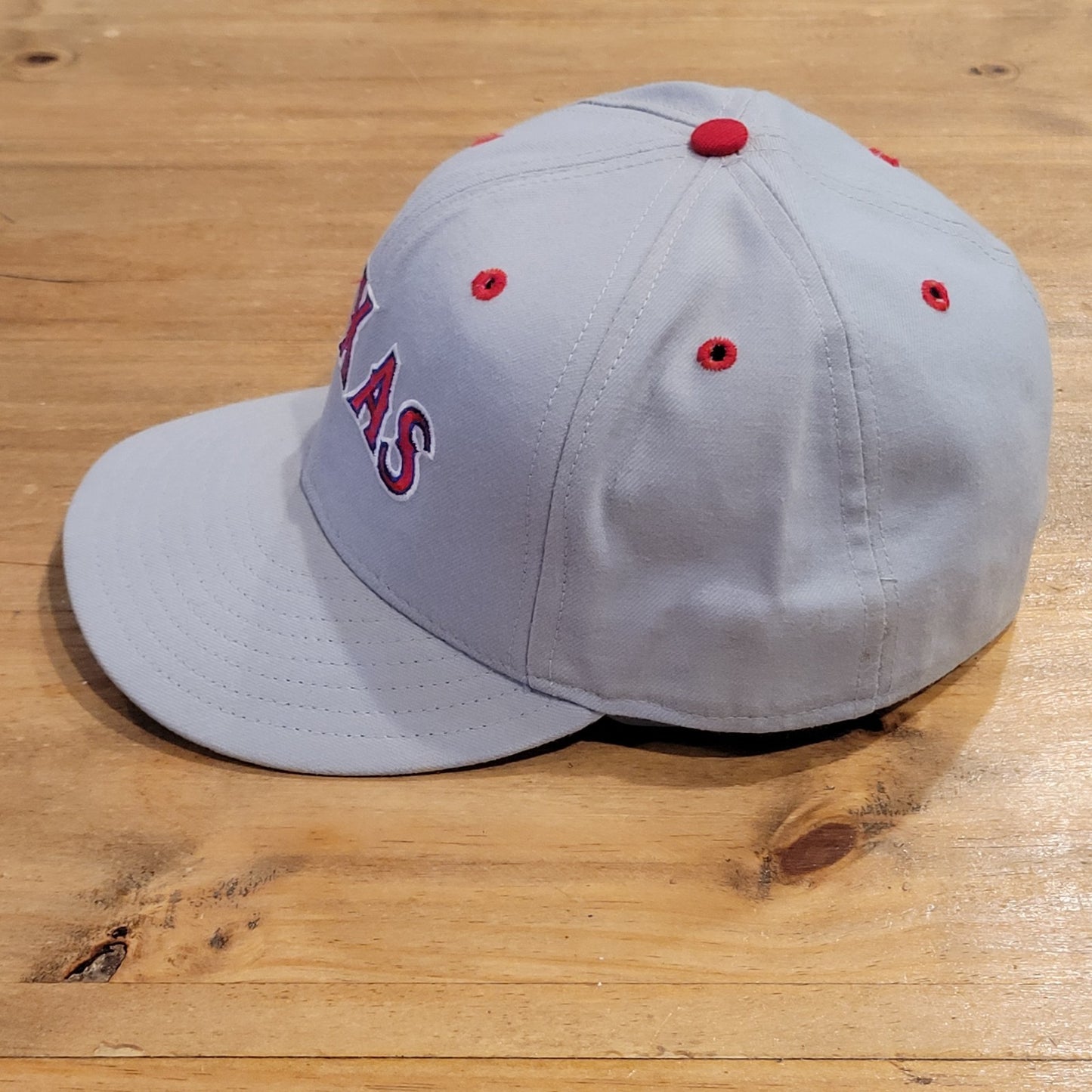 Vintage Texas Rangers Hat New Era Sz7 1/2 Arch Gray 90s 5950 Pro Wool Made USA