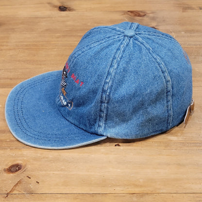 Vintage Miller Genuine Draft Denim Hat Leather Strap Back 90s You Cant Beat Beer