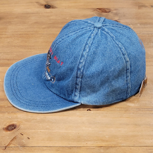 Vintage Miller Genuine Draft Denim Hat Leather Strap Back 90s You Cant Beat Beer