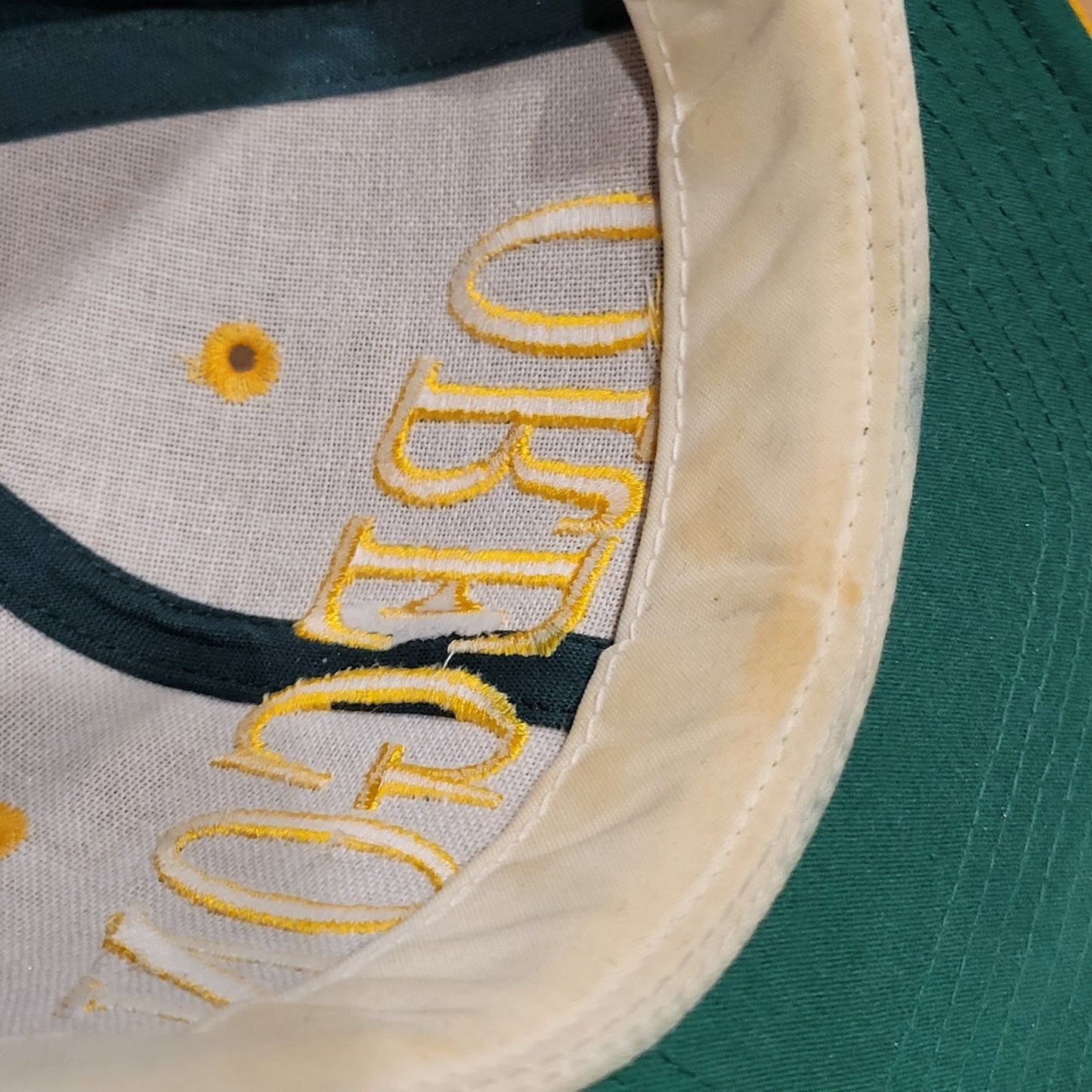 Vintage Oregon Ducks Hat The Game Wool Arch Spell Out Snapback Green 90s