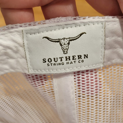 Southern String Hat Snapback USA Flag Rope Trucker Mesh Back White Western