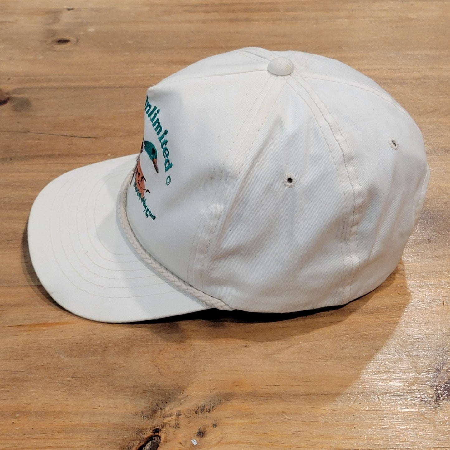 Vintage Ducks Unlimited Hat Snapback White Team DU Rope 90s Embroidered Duck