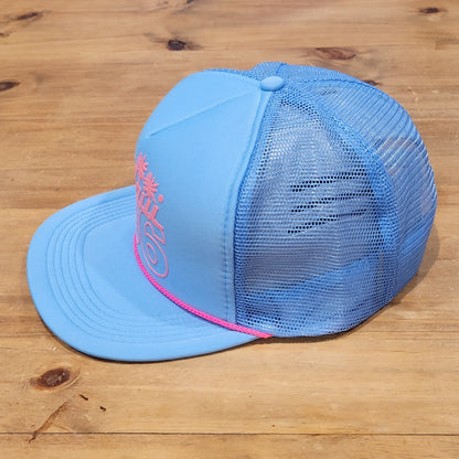 Vintage Maui Hawaii 1996 96 Trucker Hat Blue Pink Neon Rope Beach