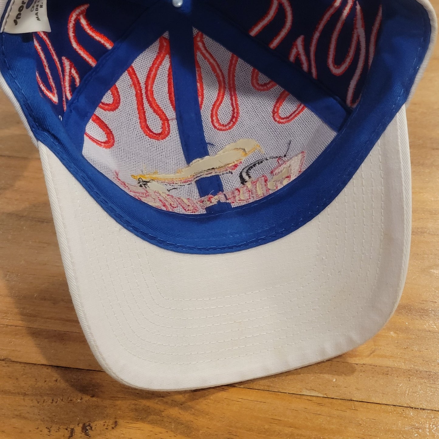 Good Guys Racing Hot Rod Car Flame Embroidered White Blue One Size