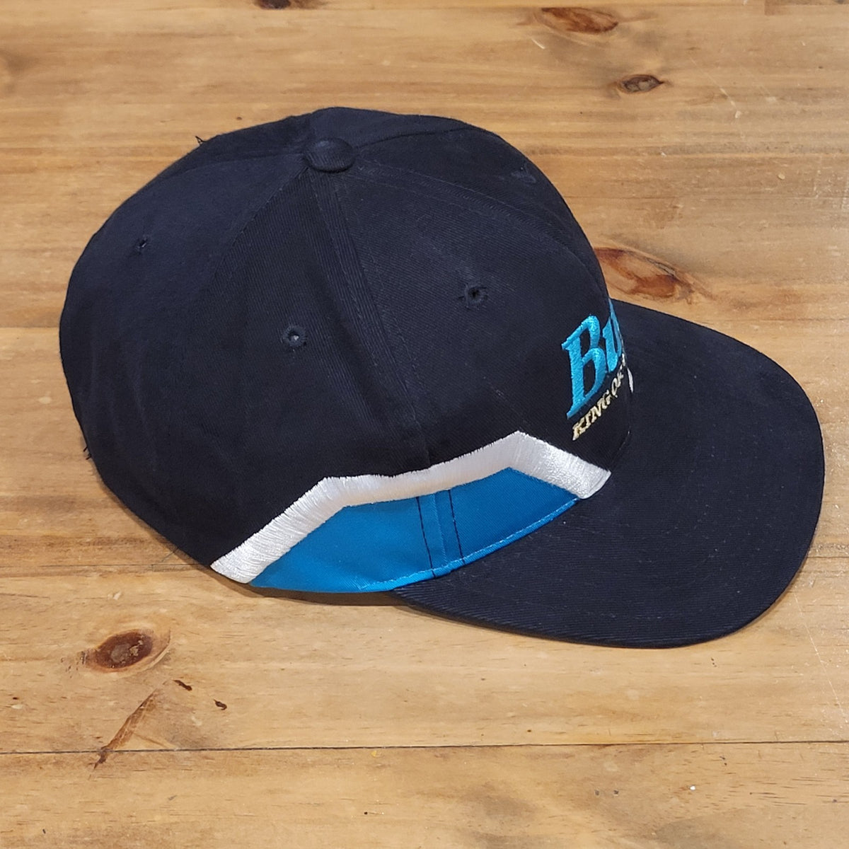 Vintage Bud King Of Beers Hat Snapback Black Blue 90s Anheuser Budweiser NOS