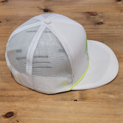 Vintage Maui Hawaii 1996 96 Trucker Hat White Green Neon Rope Beach
