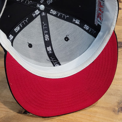 Atlanta Braves Hat New Era Size 7 1/2 Fitted Black Hank Aaron 40th Anniv 715