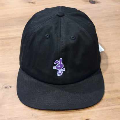 Cold World Black Baseball Cap Hat Purple Rabbit Embroidered Logo Adjustable NWT