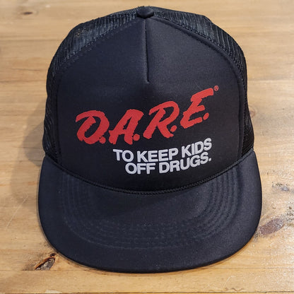Vintage DARE Trucker Hat Cap Snapback Black 90s Keep Kids Off Drugs One Size