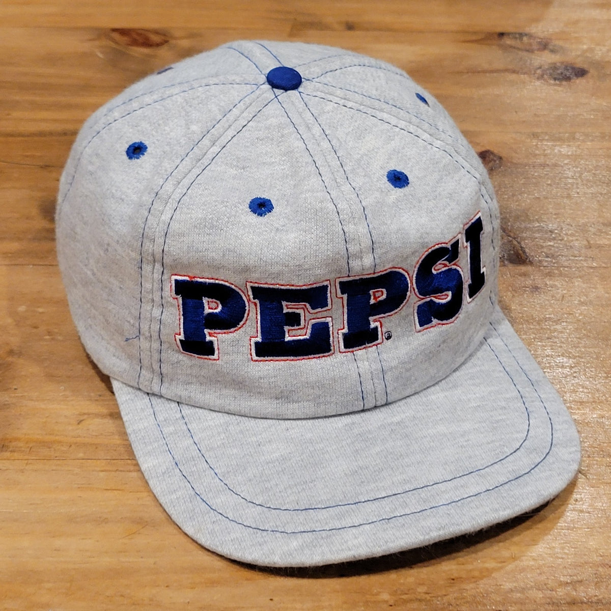 Vintage Pepsi Hat Cap One Size Flex Stretch Fitted Adult 90s Gray Spell Out Soda