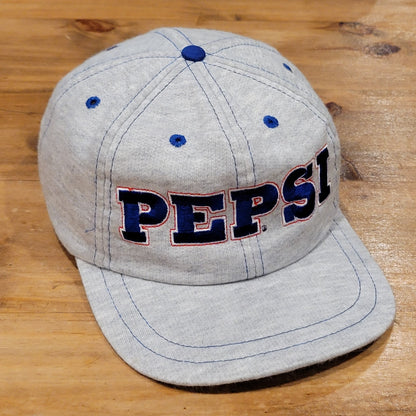 Vintage Pepsi Hat Cap One Size Flex Stretch Fitted Adult 90s Gray Spell Out Soda