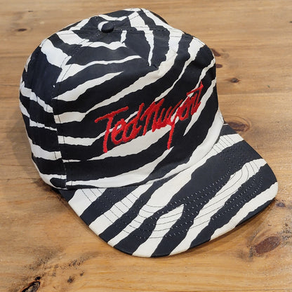 Vintage Ted Nugent Hat Snapback Rock Music Band Tour Zebra Striped 80s 90s
