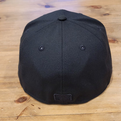 Los Angeles Dodgers Hat New Era Size 7 1/8 Fitted Black On Black Out 59Fifty MLB