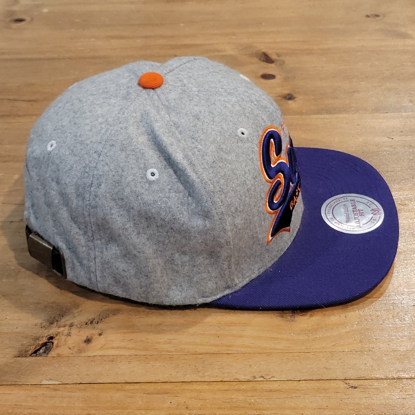 Phoenix Suns Hat Strap Back Mitchell & Ness Tailsweep Script Wool NBA Gray HWC