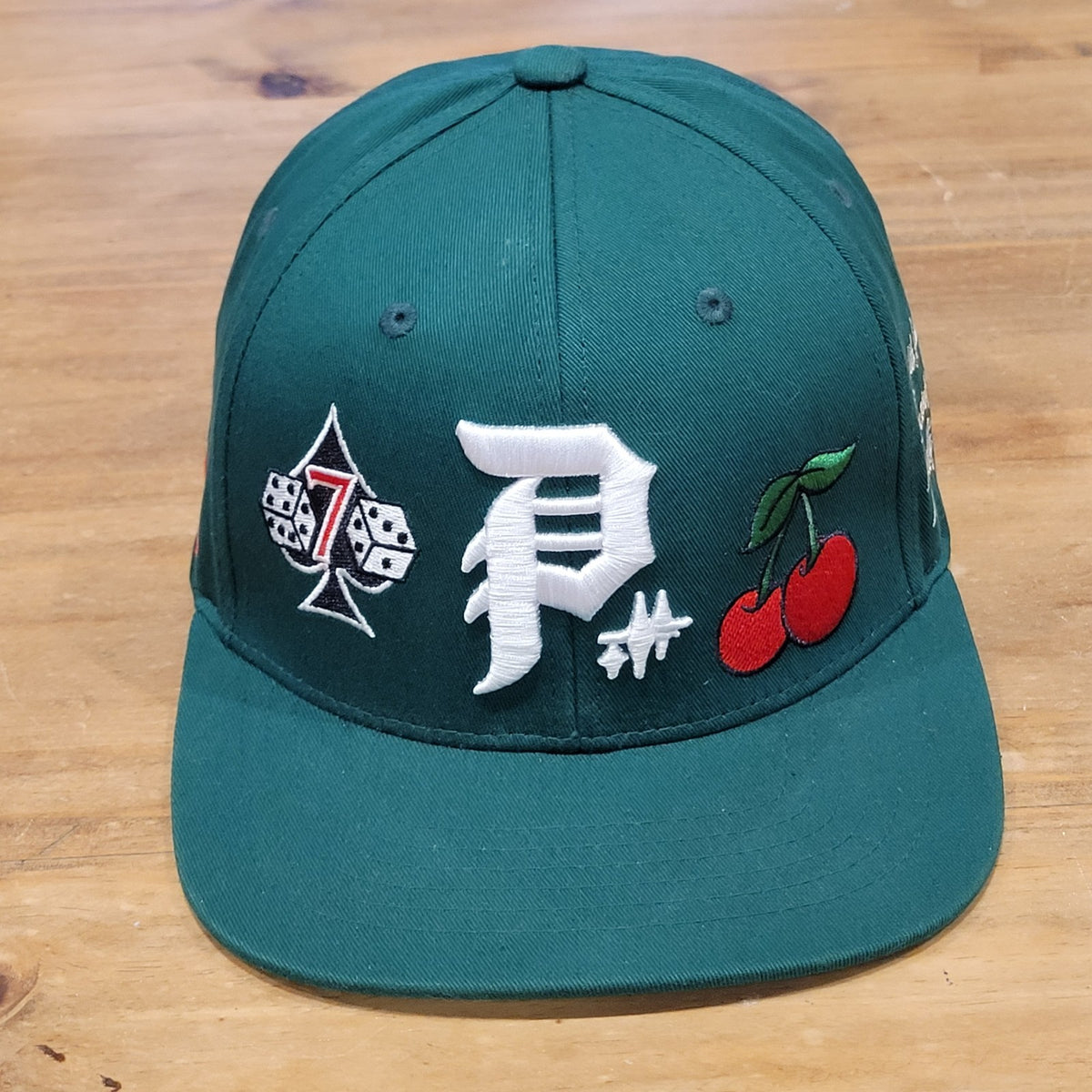 Primitive Skateboards Hat Snapback Green Casino Cards Dice Cherries Logo Skater
