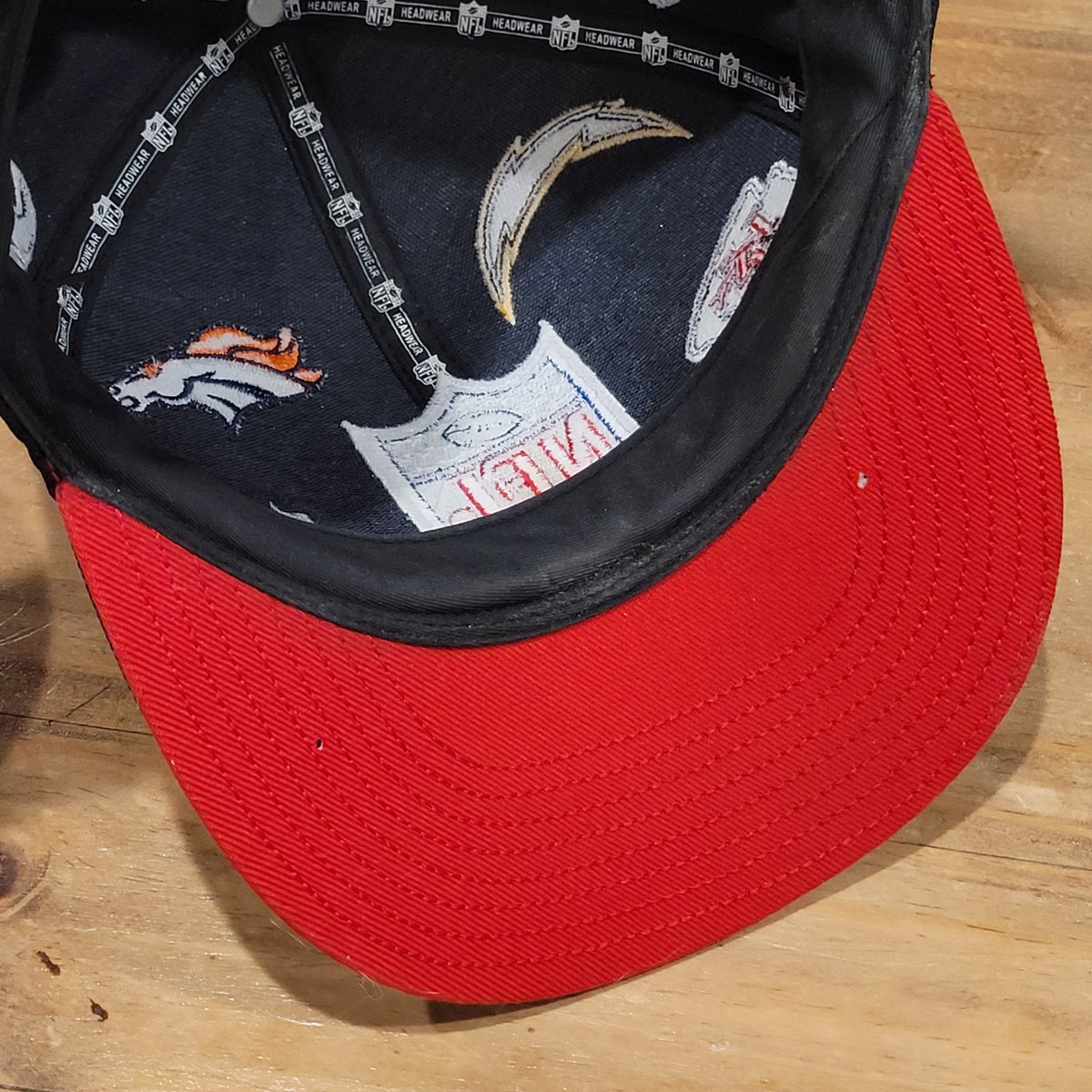 Vintage NFL Teams AOP Allover Reebok Hat Wool Black Shield Logos AFC 7 3/8 Fitte