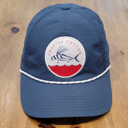 Coastal Cotton Hat Cap Snapback Rope Flying Fish Logo Patch Fishing One Size