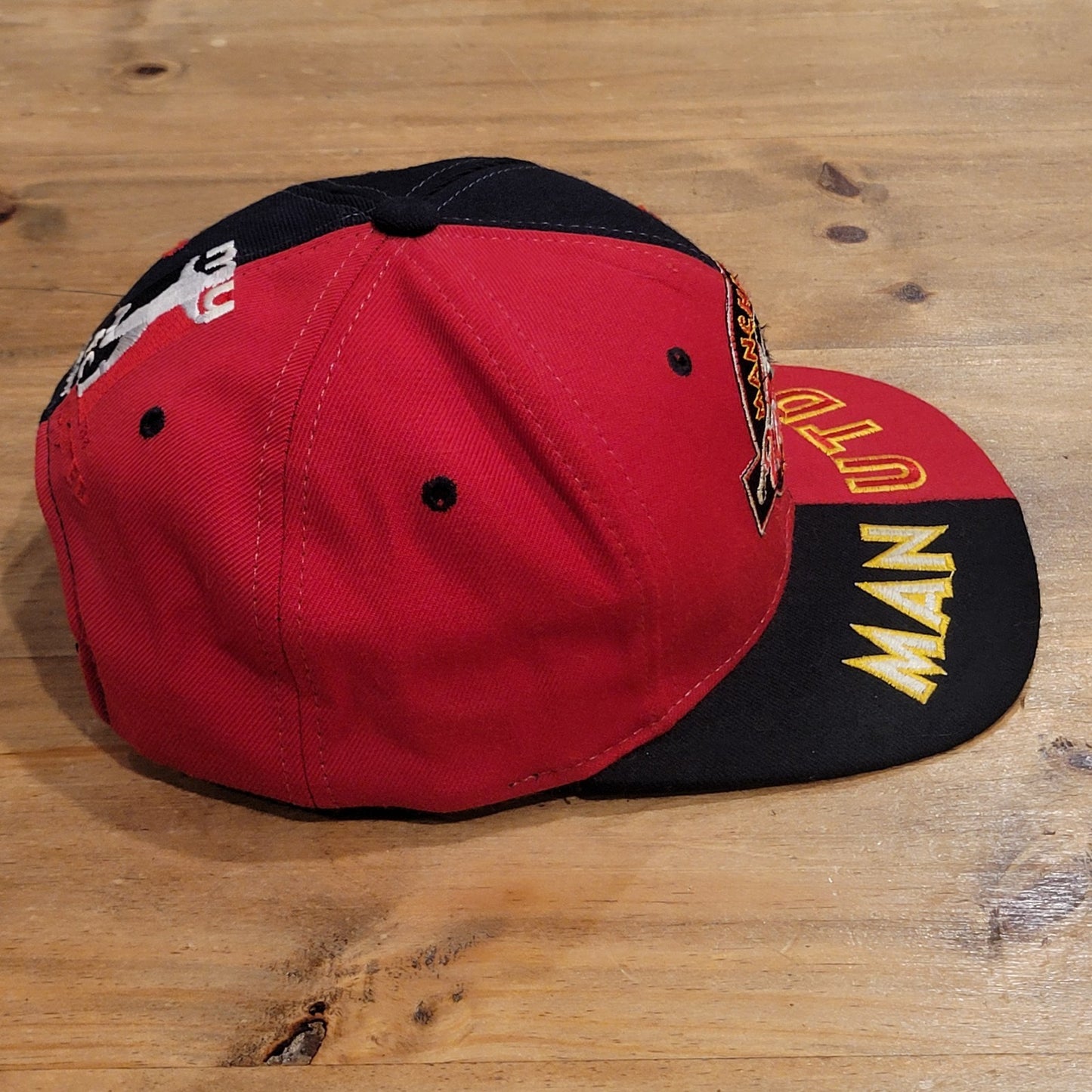 Vintage Machester United Hat Snapback Black Red FC Split Man UTD 90s Wool Blend