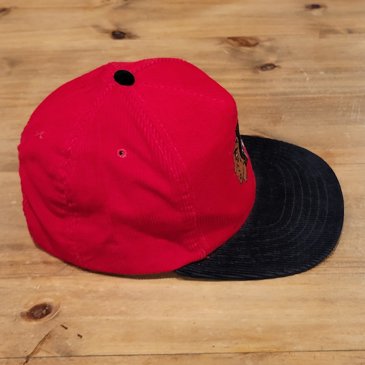 Chicago Blackhawks Corduroy Hat Snapback Red 80s 90s NHL Hockey