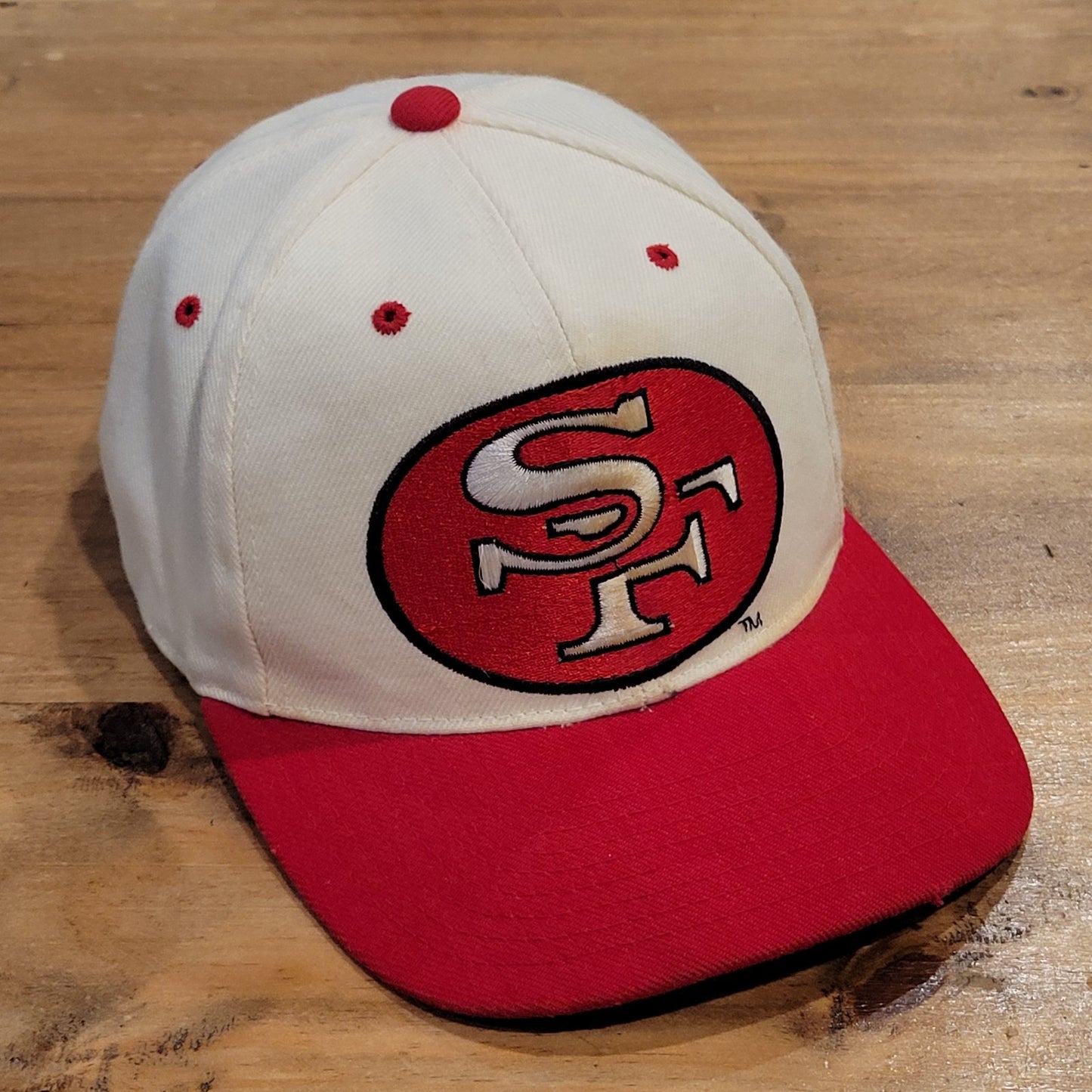 San Francisco 49ers Blockhead Snapback American Needle White 90s NFL Wool Blend