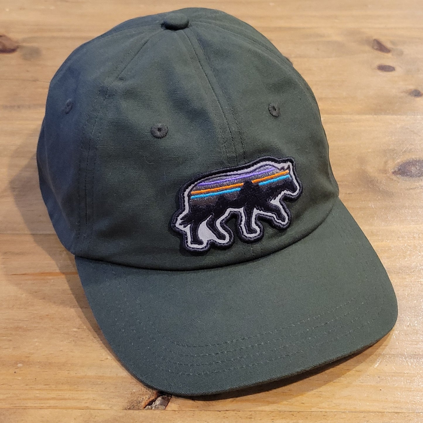 Patagonia Hat Strap Back Green Grizzly Bear Patch Logo Cotton Dad Unstructured