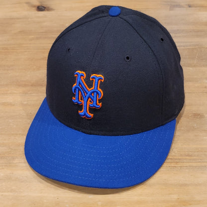 Vintage New York Mets Hat New Era Sz 7 1/2 5950 Authentic Black Wool USA Fitted