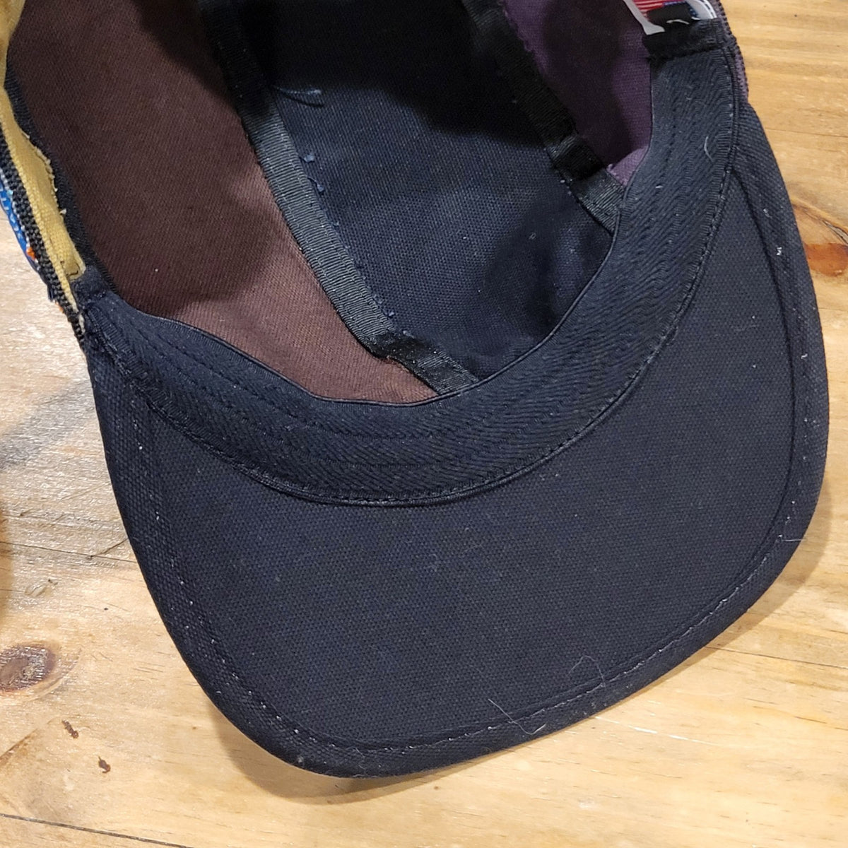 Kavu Hat Cap Strap Back Brown Black Canvas One Size Made USA Hiking Outdoor
