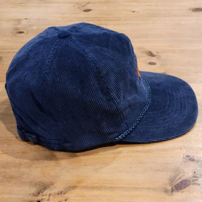 Vtg Transport America Corduroy Trucker Hat Blue Safety Award Snapback Made in US