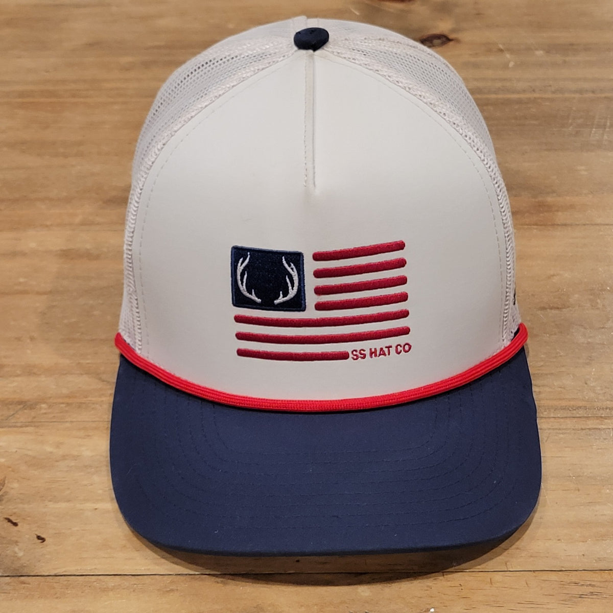 Southern String Hat Co Snapback Deer USA Flag Rope Mesh Back Brown Outdoor