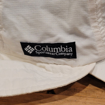 Vintage Columbia Fishing Hat Women One Size Adjustable White Neck Flap Wide Bill