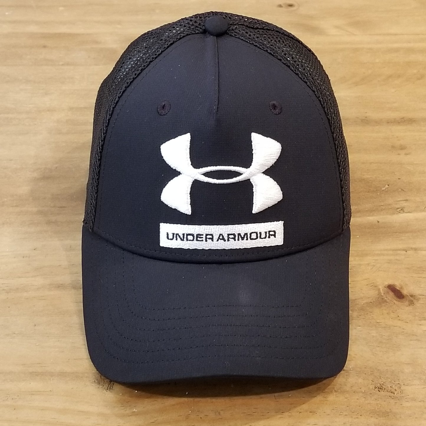 Under Armour Hat Cap Snapback Black Mesh Back White UA Big Logo One Size