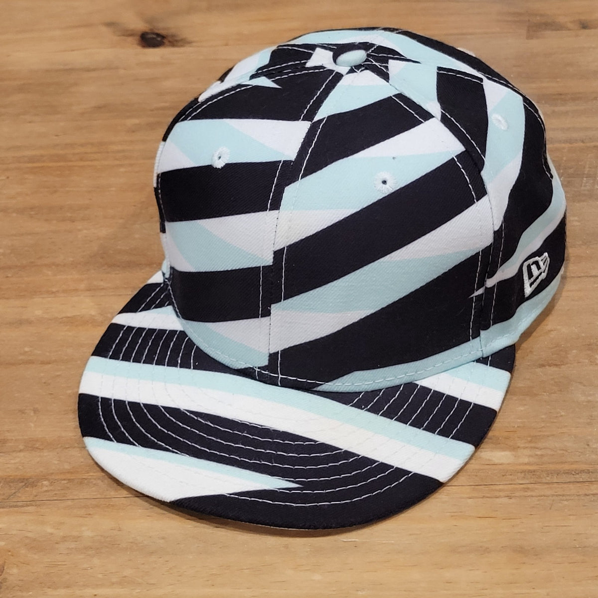 Kenzo X New Era Hat Size 7 1/2 Black White Striped Back Spell Out 59Fifty
