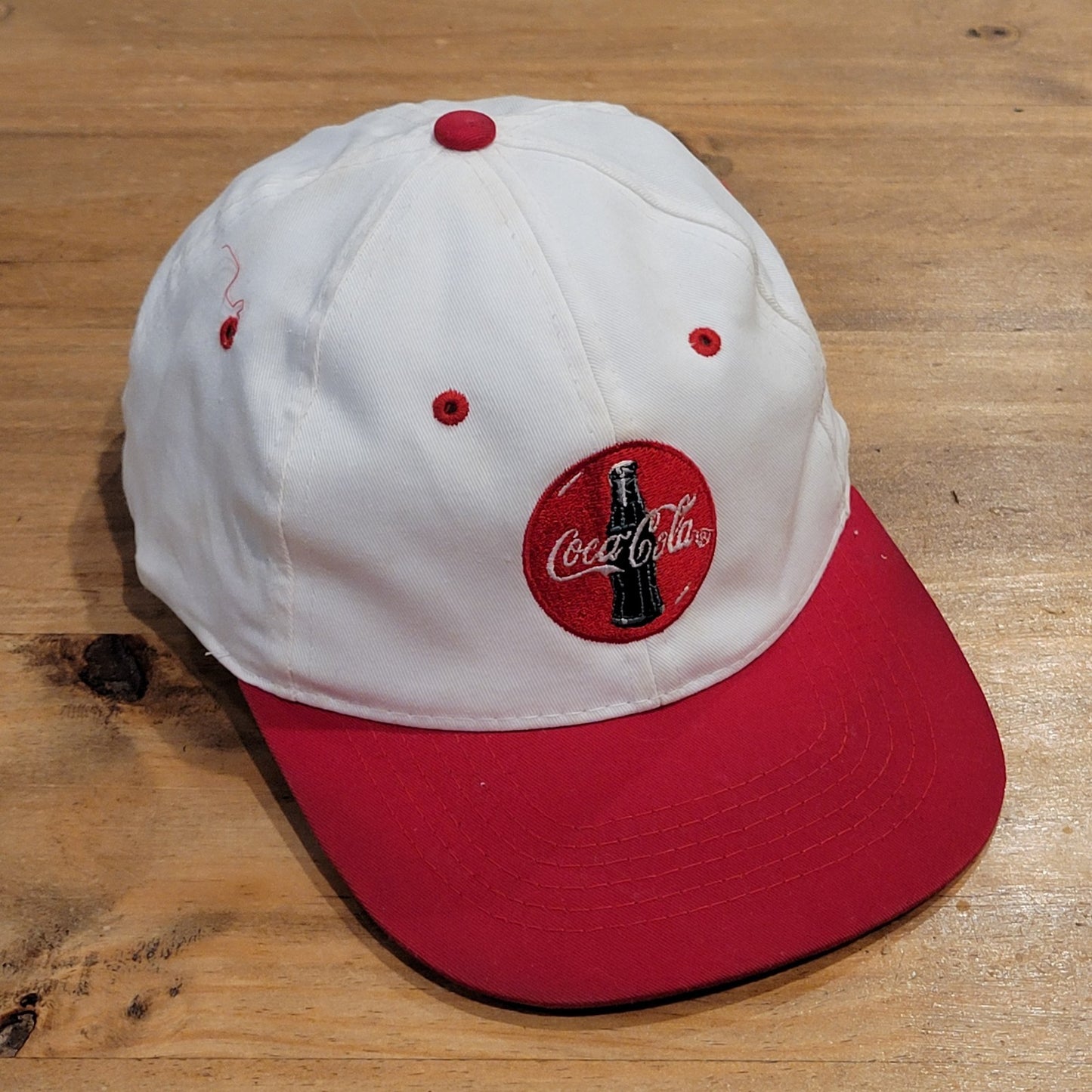 Vintage Coca Cola Hat Snapback 90s Sportsman Soda Pop White Red Coke Drink
