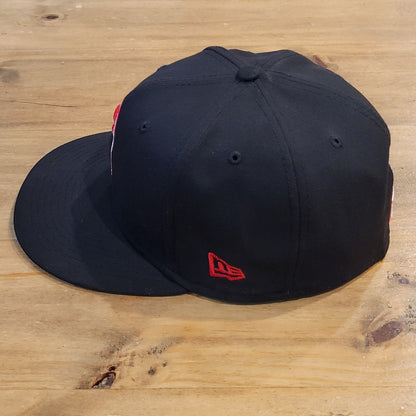 Atlanta Braves Hat New Era Size 7 1/2 Fitted Black Hank Aaron 40th Anniv 715
