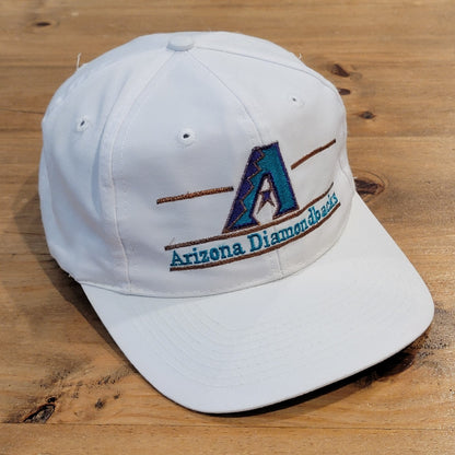 Vintage Arizona Diamond Backs Hat Snapback White 3 Bar The Game 90s Twill MLB