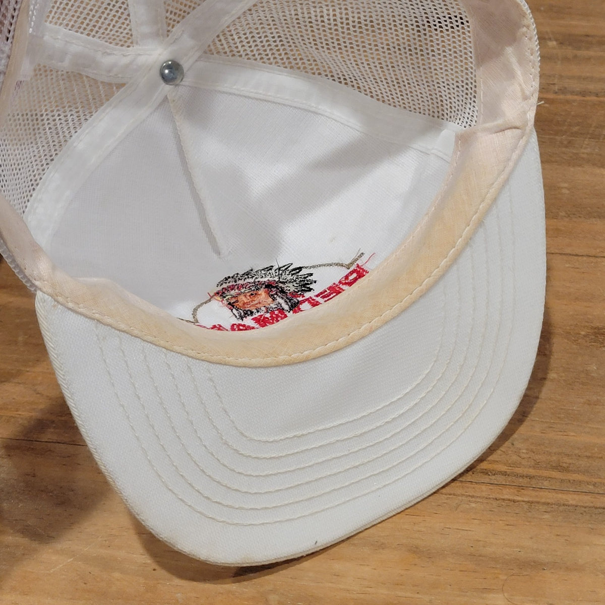 Vintage Red Man Tobacco Moist Snuff Hat Snapback Trucker White Made USA