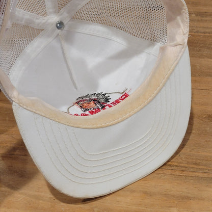 Vintage Red Man Tobacco Moist Snuff Hat Snapback Trucker White Made USA