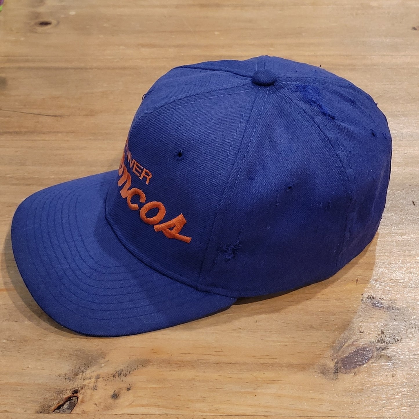 Vintage Denver Broncos Hat Sports Specialties Single Script Wool Blue Korea