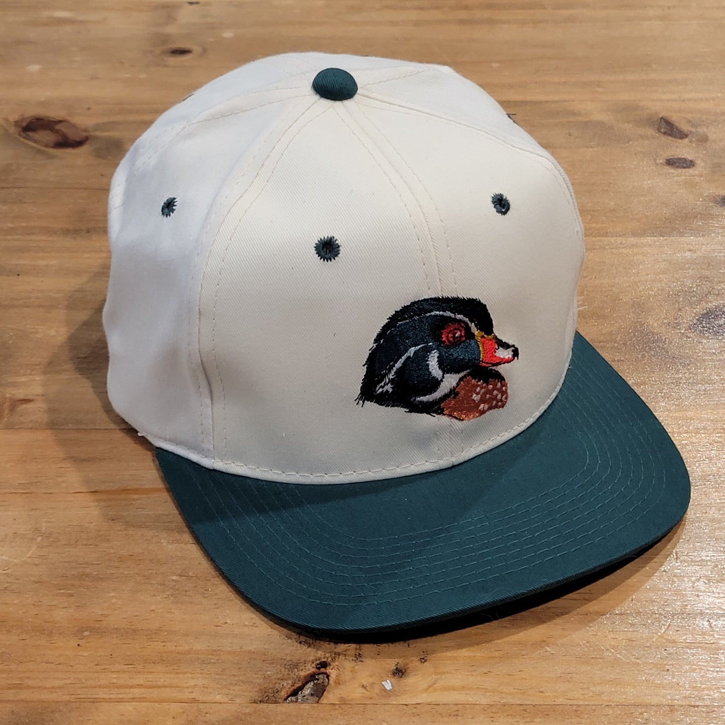 Vintage Ducks Unlimited Hat Snapback White Green DU 90s Embroidered Duck